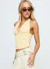 Averin Shirred Halter Top Lemon Stripe sold by Princess Polly