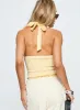 Averin Shirred Halter Top Lemon Stripe sold by Princess Polly