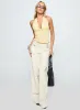 Averin Shirred Halter Top Lemon Stripe sold by Princess Polly