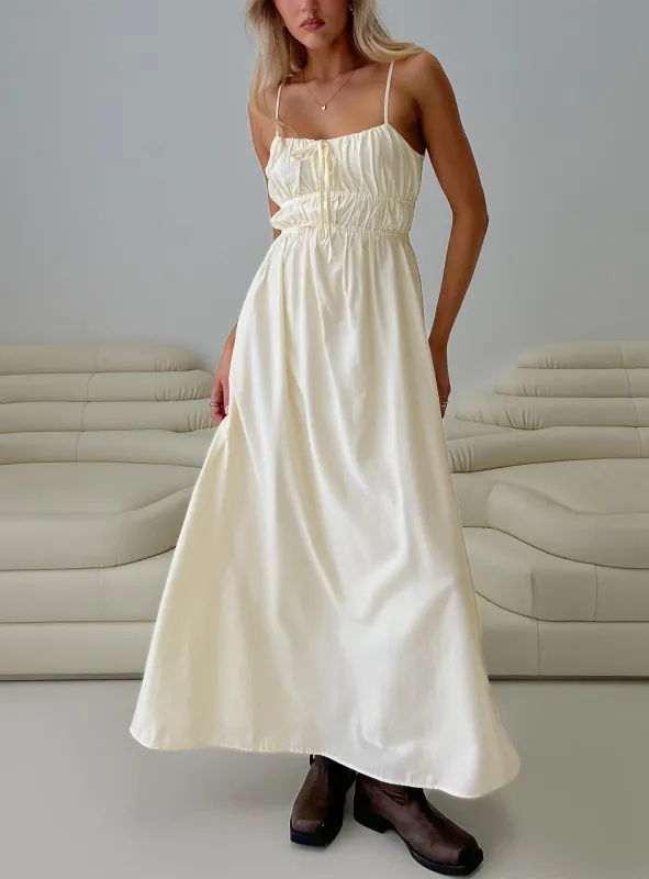 Violeta Tiered Maxi Dress Cream sold by Princess Polly