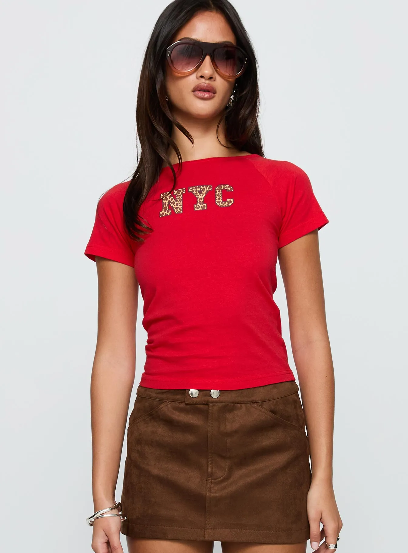 Nyc Leopard Graphic Top Red sold by Princess Polly product image thumbnail 2