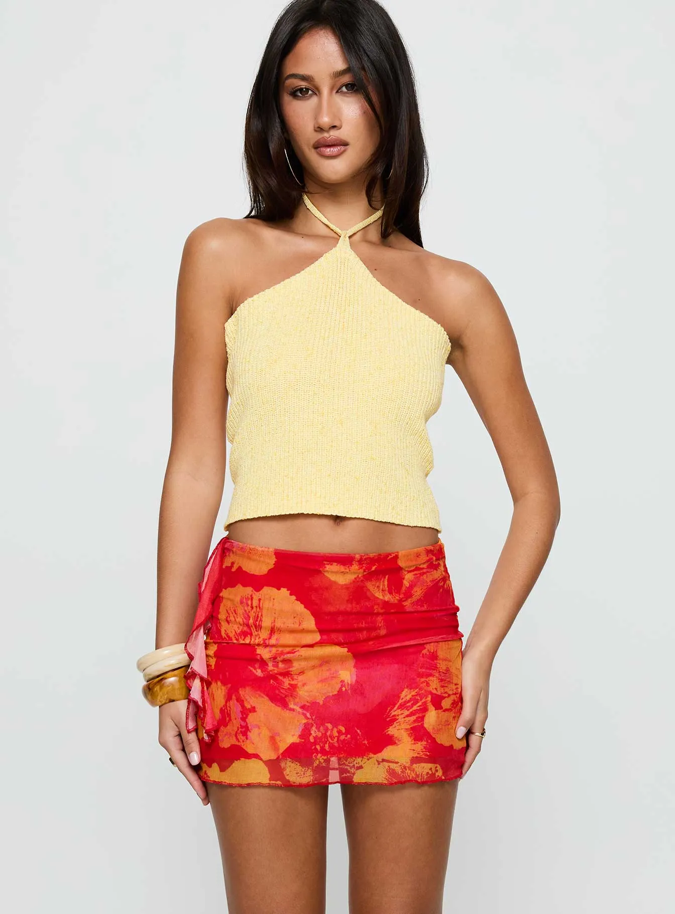 Liloha Frill Mesh Mini Skirt Orange Multi sold by Princess Polly product image thumbnail 2