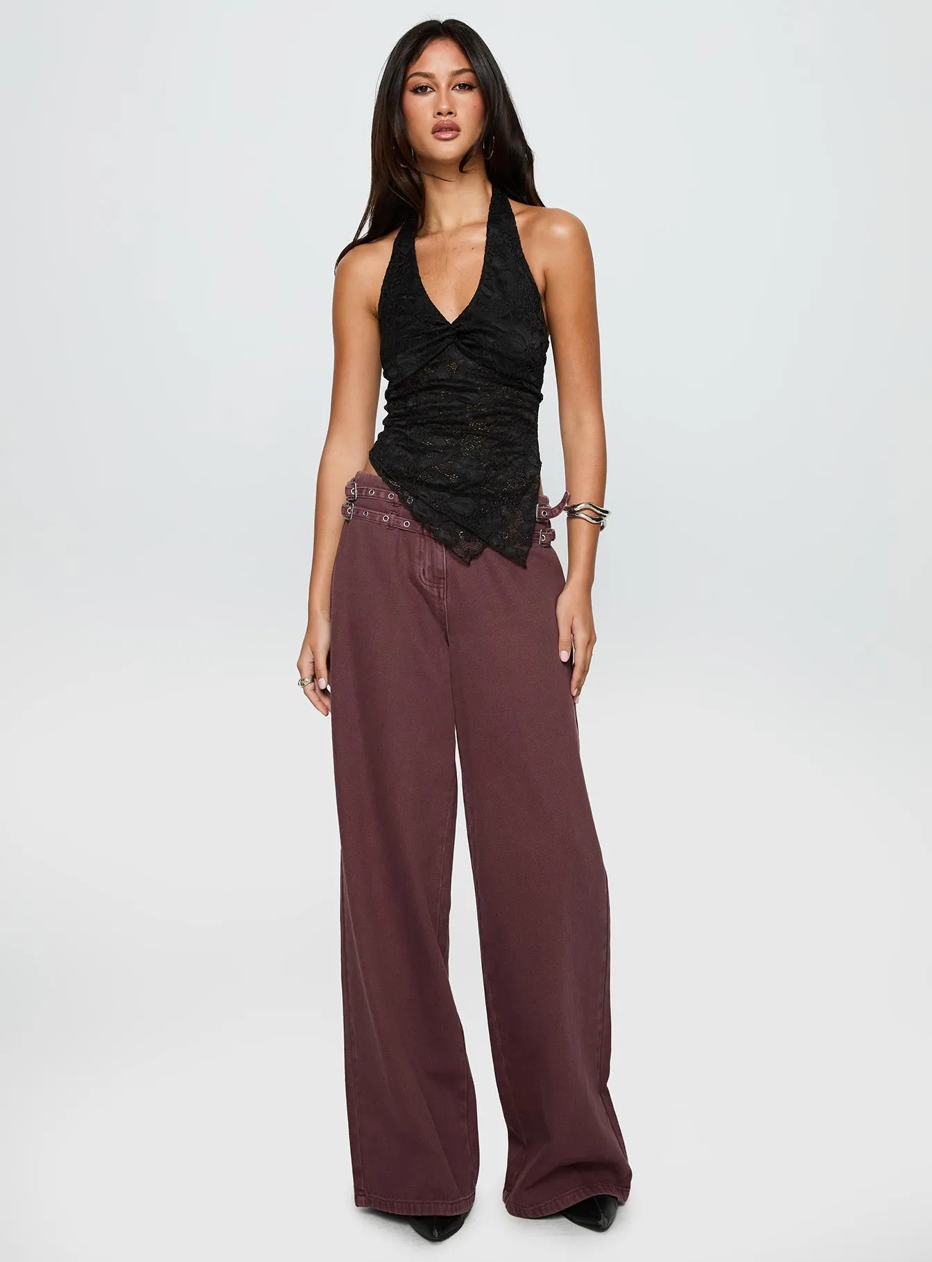 Alviera Lace Halter Top Black sold by Princess Polly product image thumbnail 3