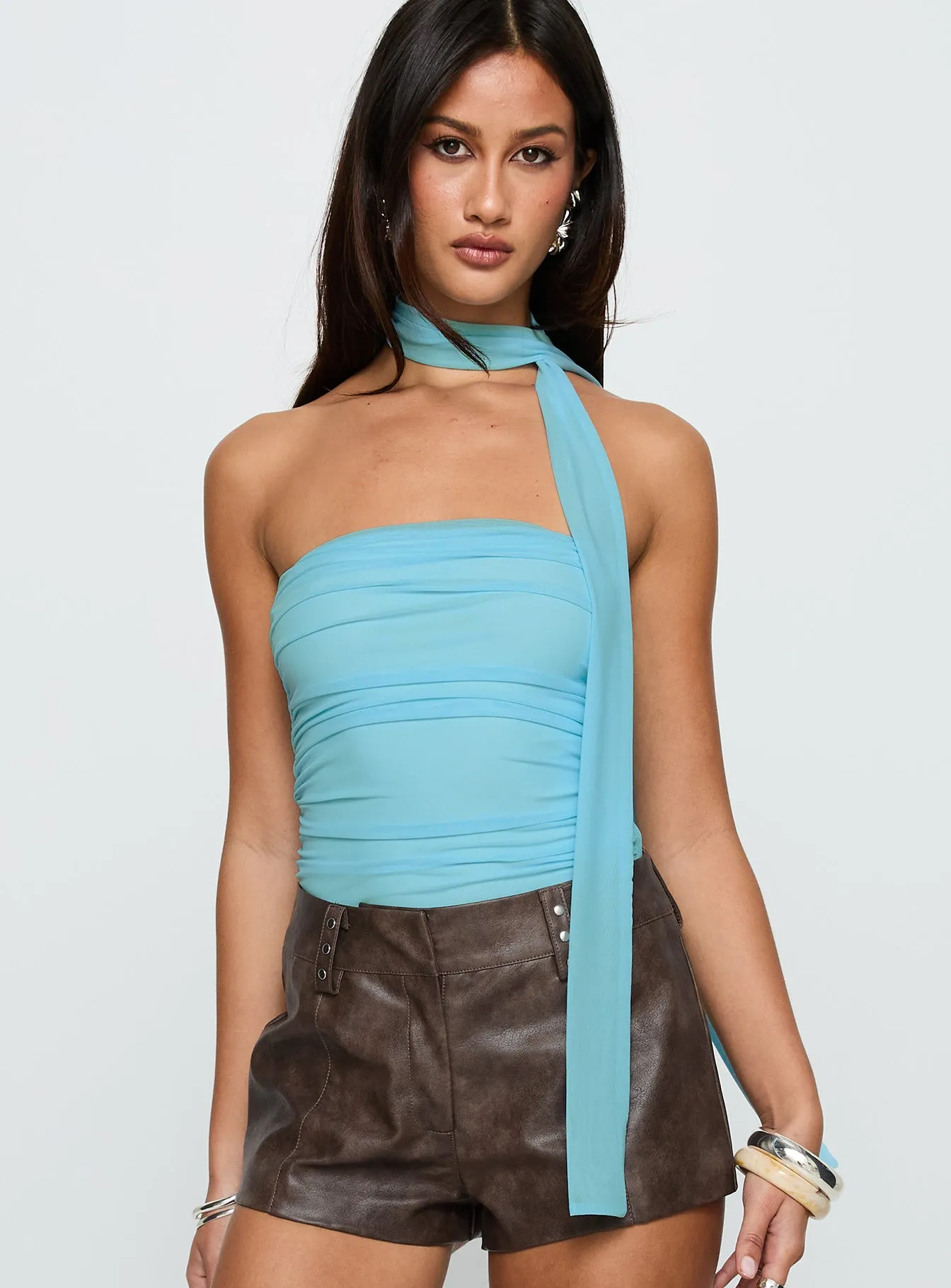 Sorelle Scarf Bodysuit Blue sold by Princess Polly