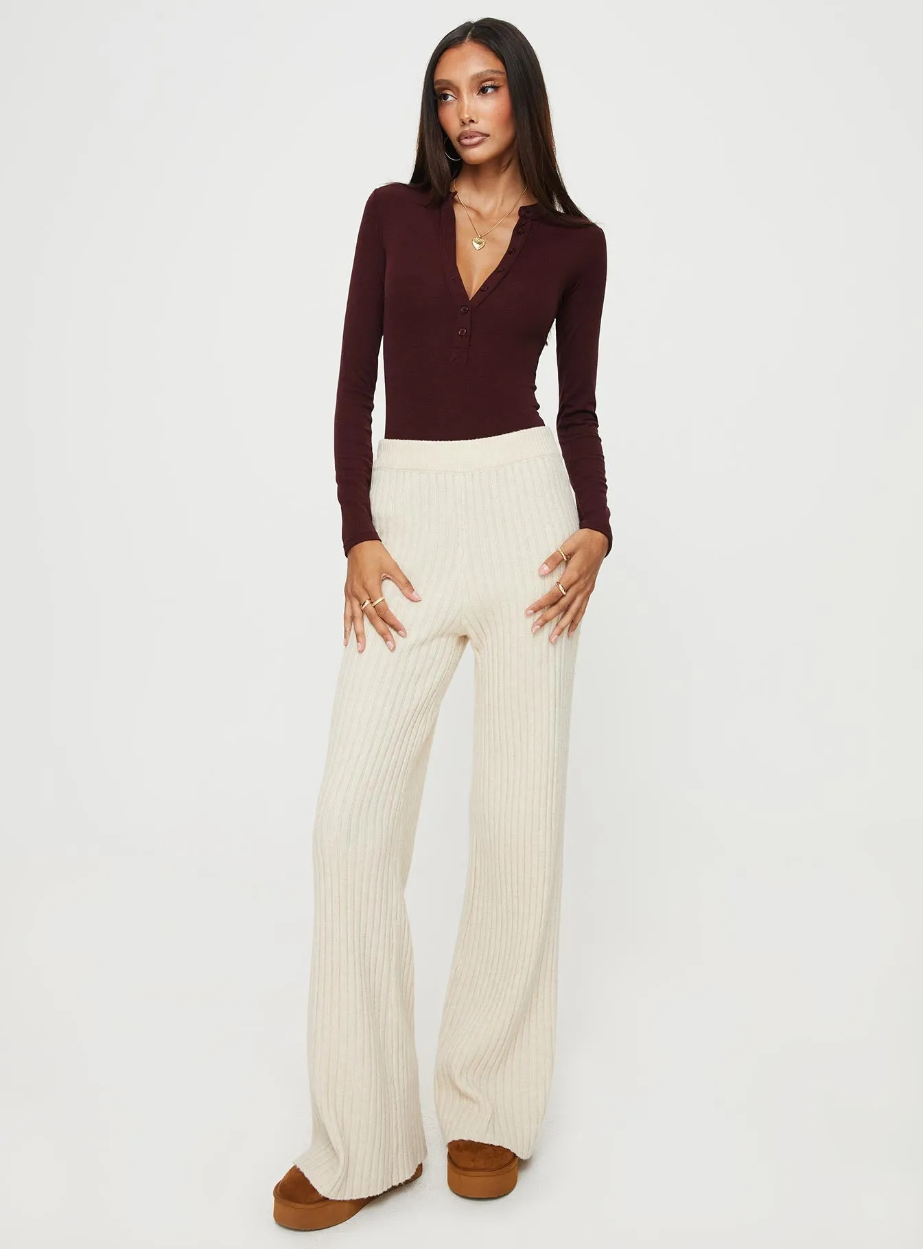 Kandis Long Sleeve Bodysuit Burgundy sold by Princess Polly product image thumbnail 3