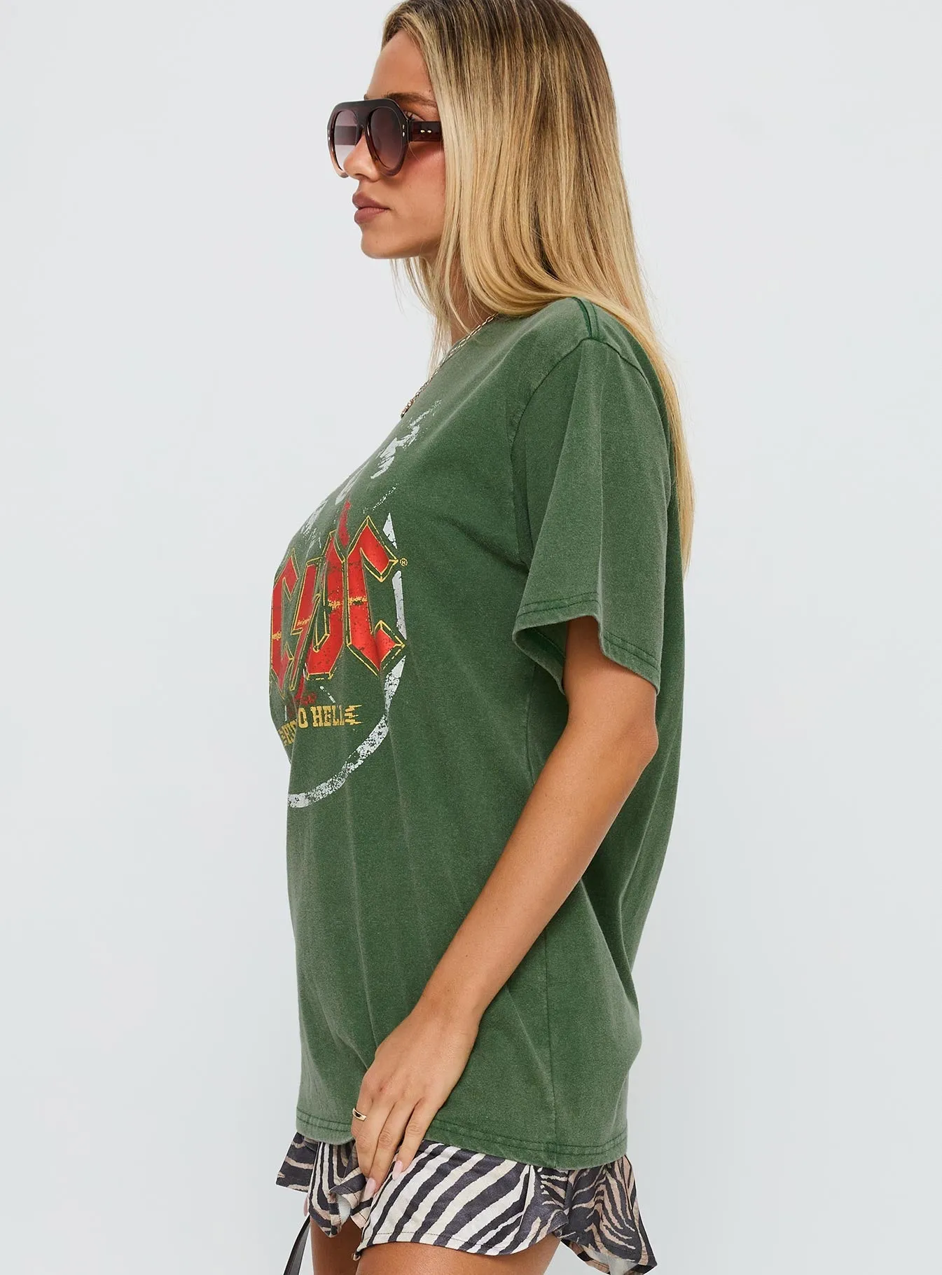Acdc Vintage Oversized Graphic Top Green sold by Princess Polly product image thumbnail 3