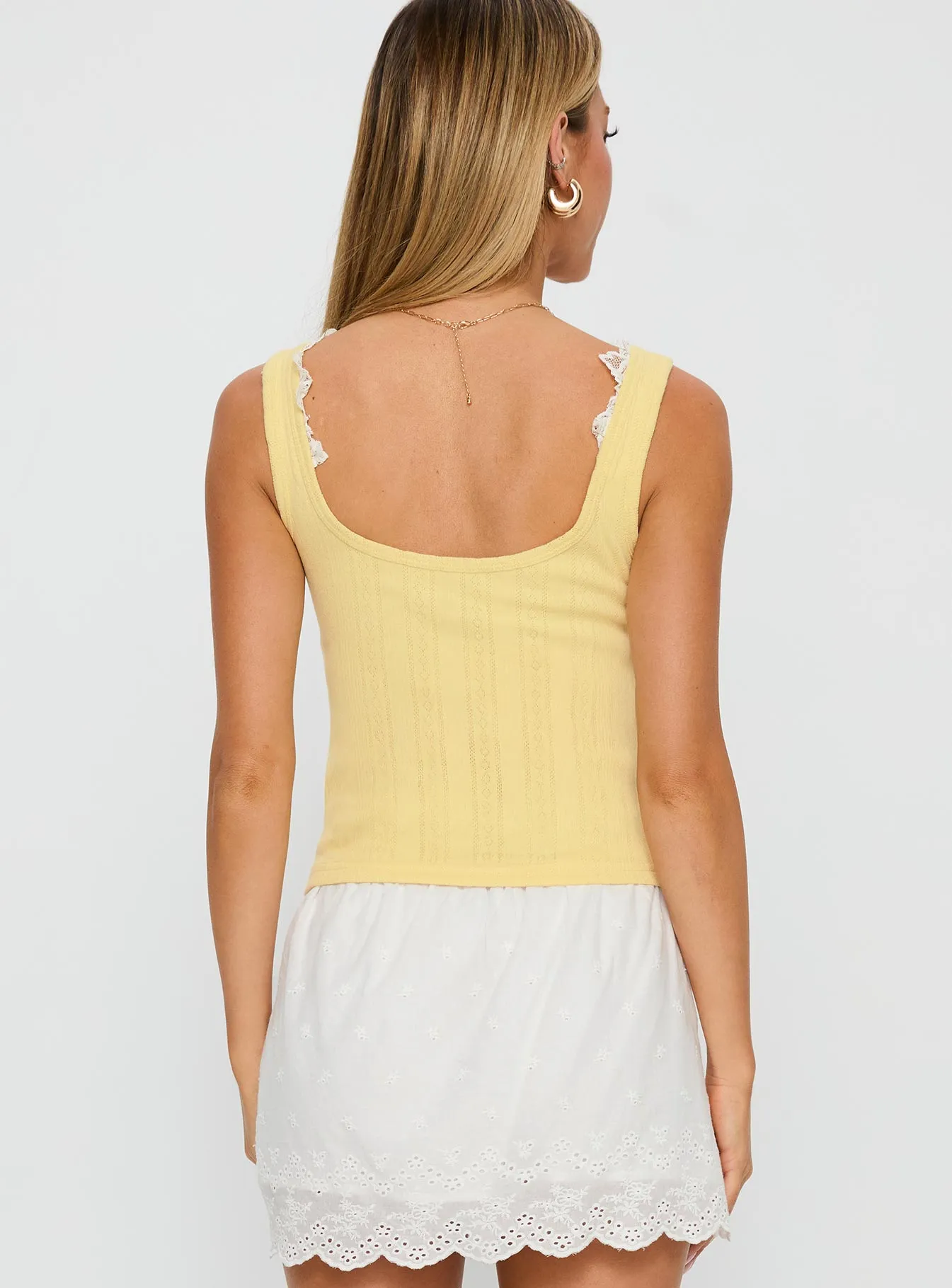 Sole Purpose Lace Trim Top Yellow sold by Princess Polly product image thumbnail 4