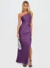 Leading Role One Shoulder Maxi Dress Purple sold by Princess Polly