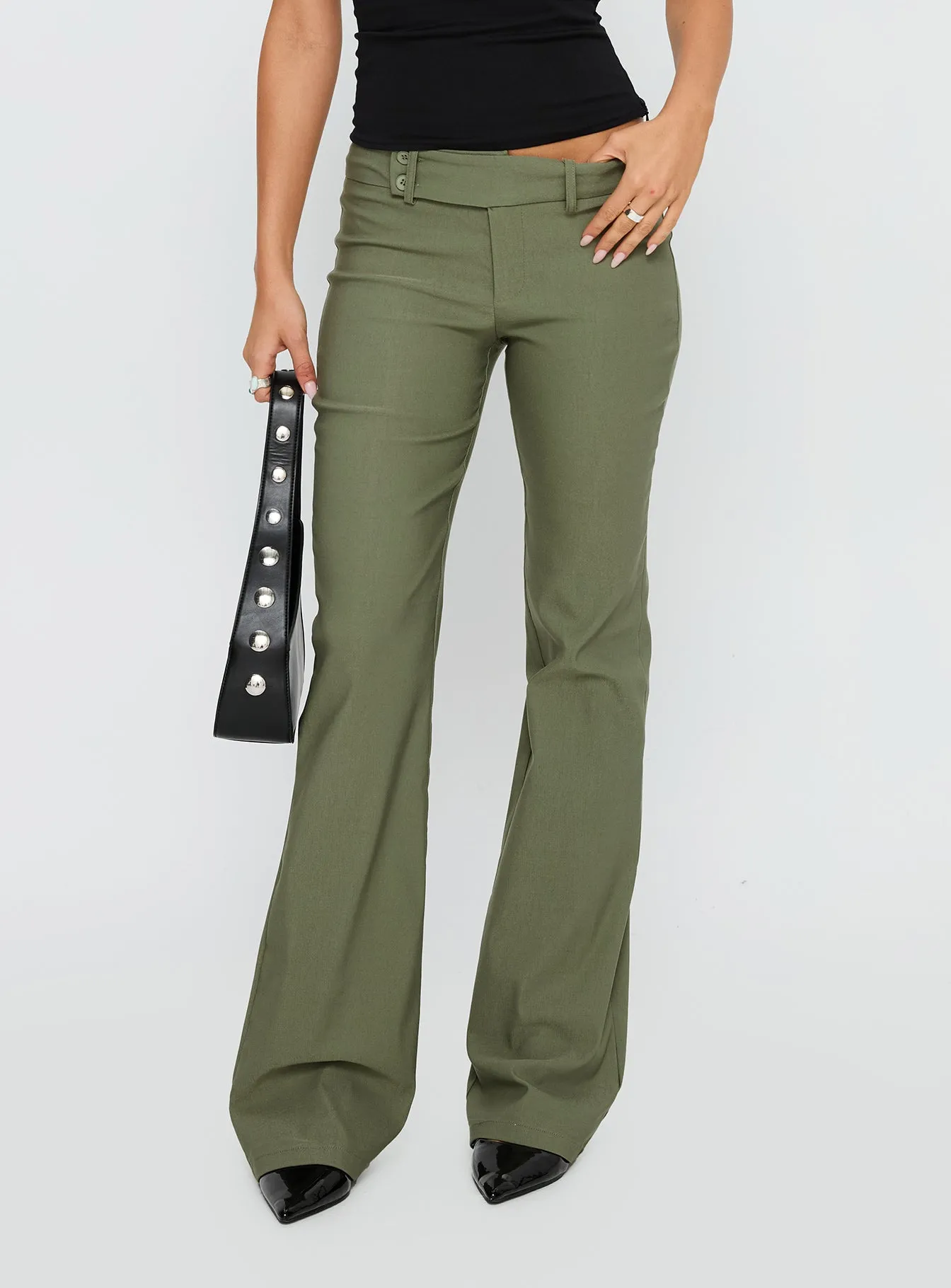Kinkirk Flared Pants Olive Green sold by Princess Polly product image thumbnail 2