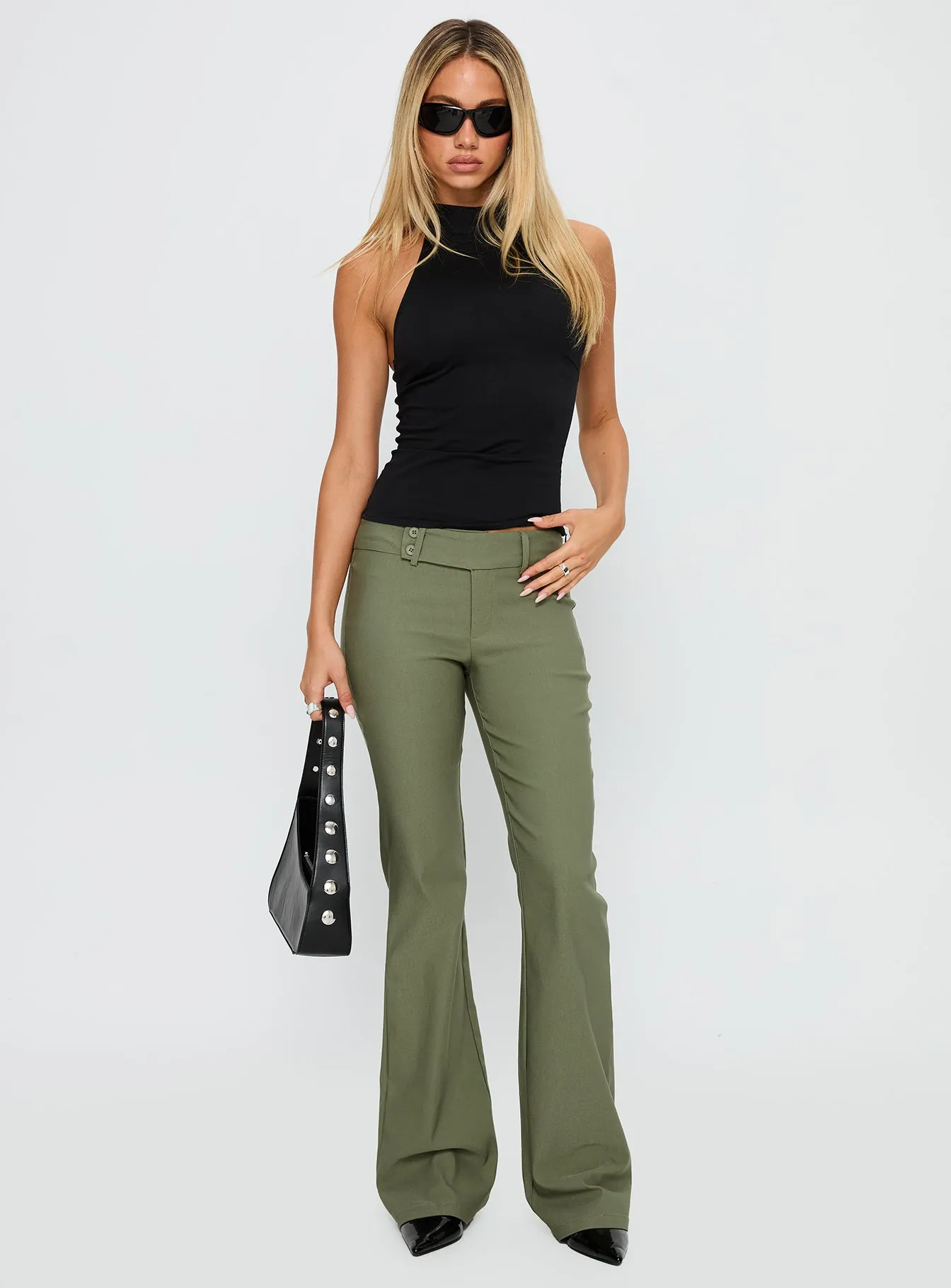 Kinkirk Flared Pants Olive Green sold by Princess Polly product image thumbnail 3