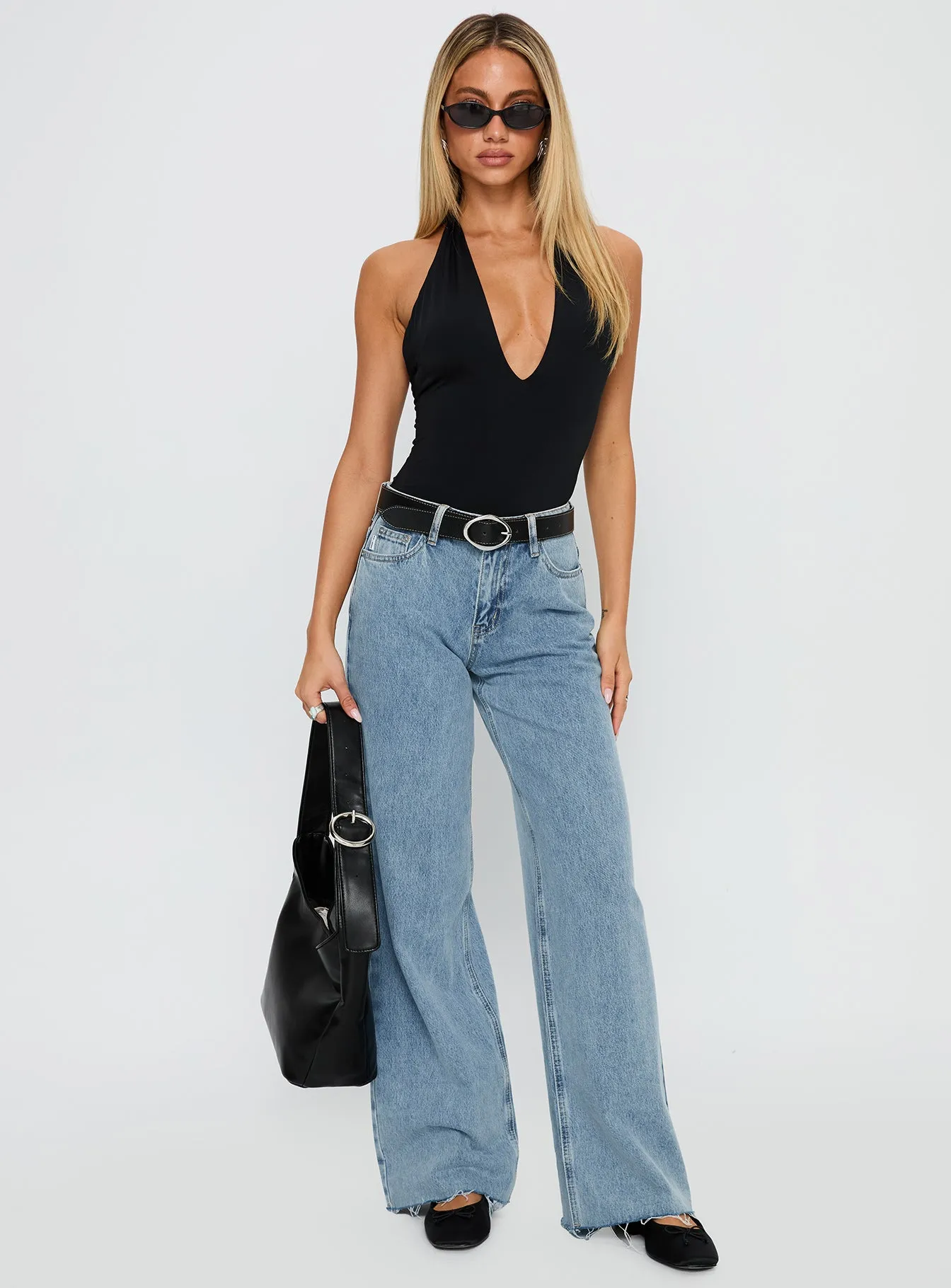 Kendrae Plunge Halter Bodysuit Black sold by Princess Polly product image thumbnail 3