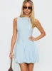 Cicely Bubble Hem Mini Dress Blue sold by Princess Polly