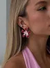 Ysabelle Flower Earrings Pink / Red sold by Princess Polly