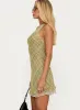 Buffie Shoulder Mini Dress Green Check sold by Princess Polly