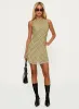 Buffie Shoulder Mini Dress Green Check sold by Princess Polly