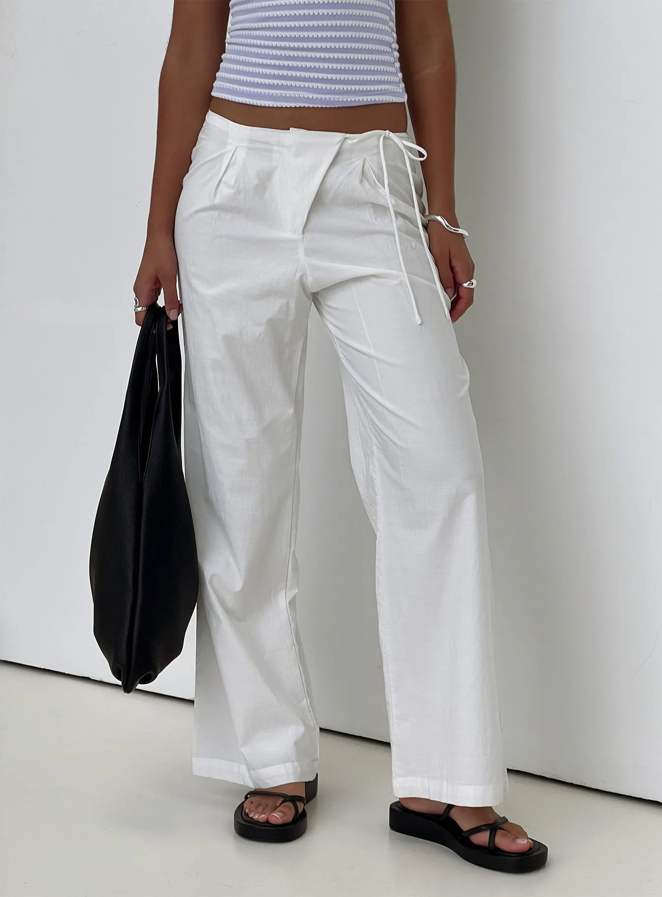 Leyah Tie Side Pants White sold by Princess Polly