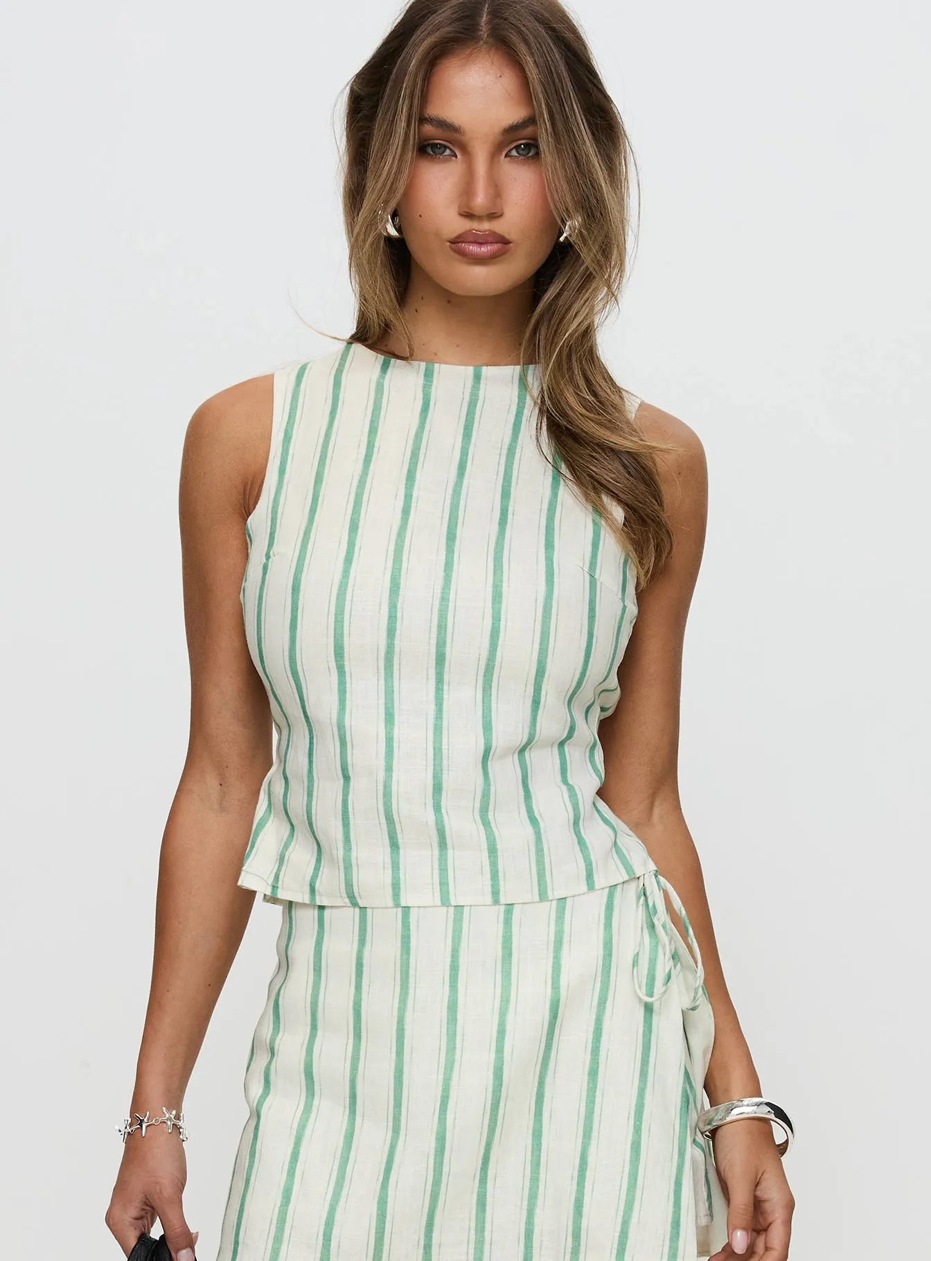 Penelopie Backless Top Green Stripe sold by Princess Polly product image thumbnail 2