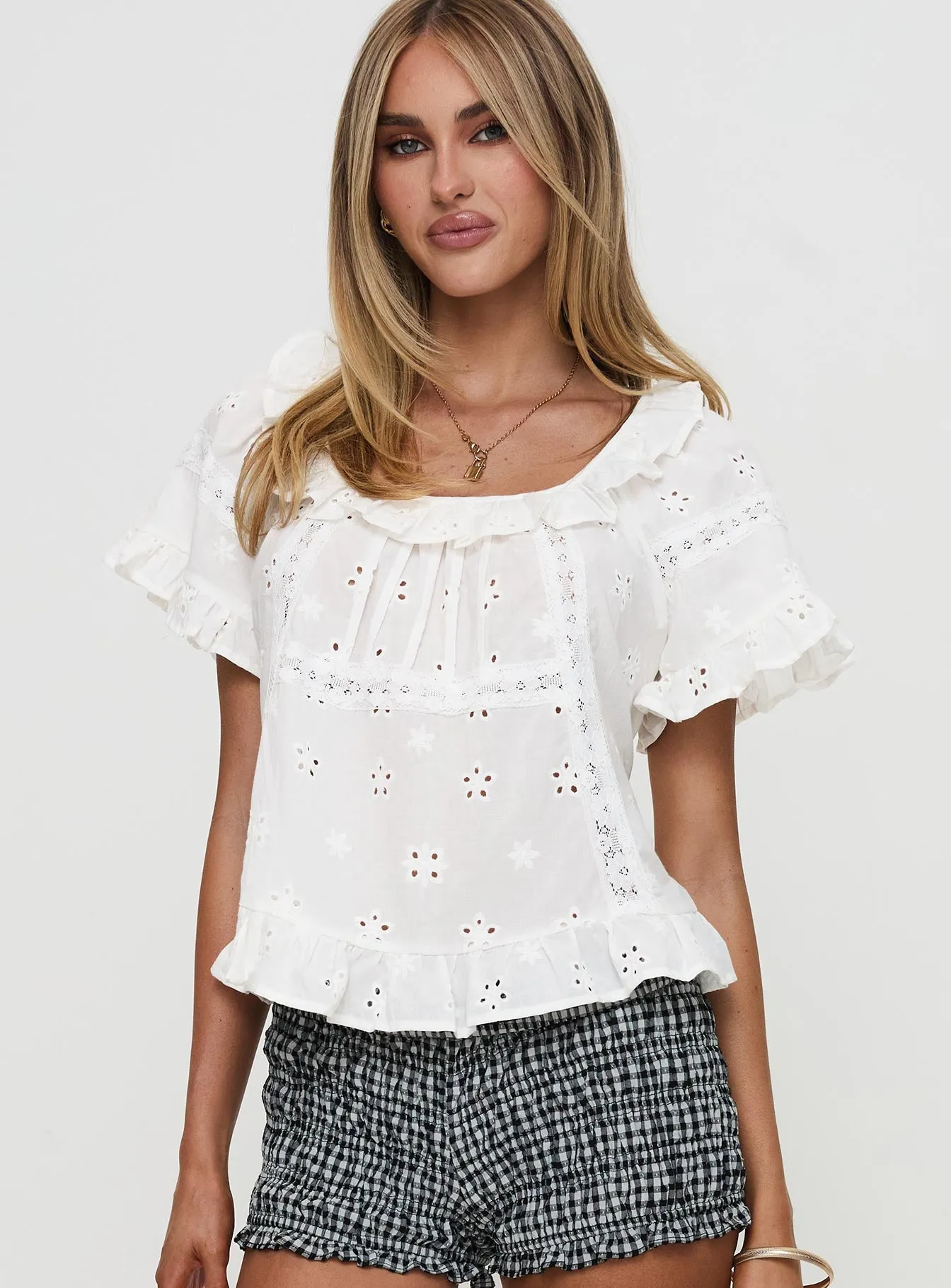 Teigen Broiderie Top White sold by Princess Polly product image thumbnail 2