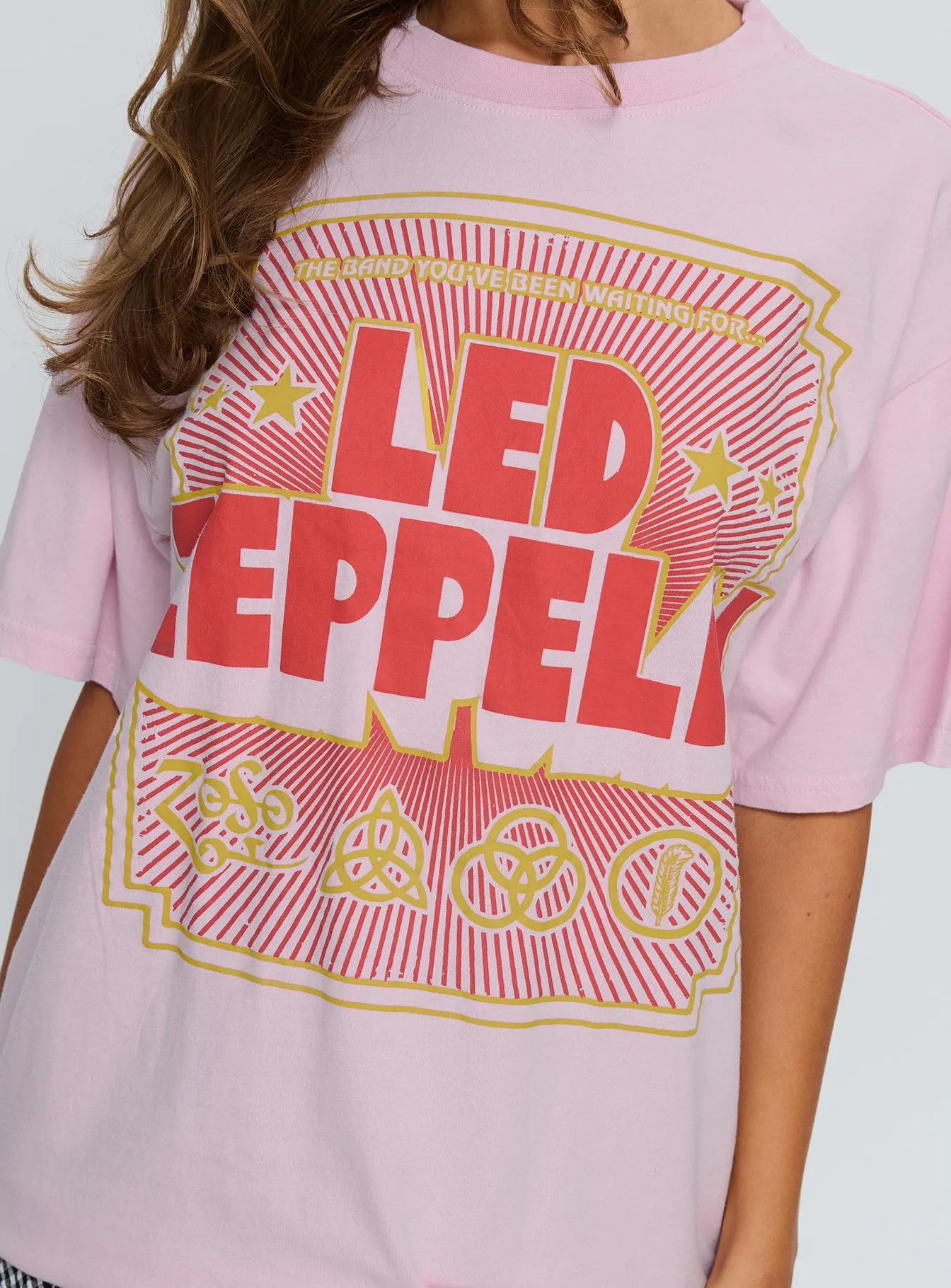 Led Zeppelin Oversized Vintage Graphic Top Pink sold by Princess Polly product image thumbnail 5