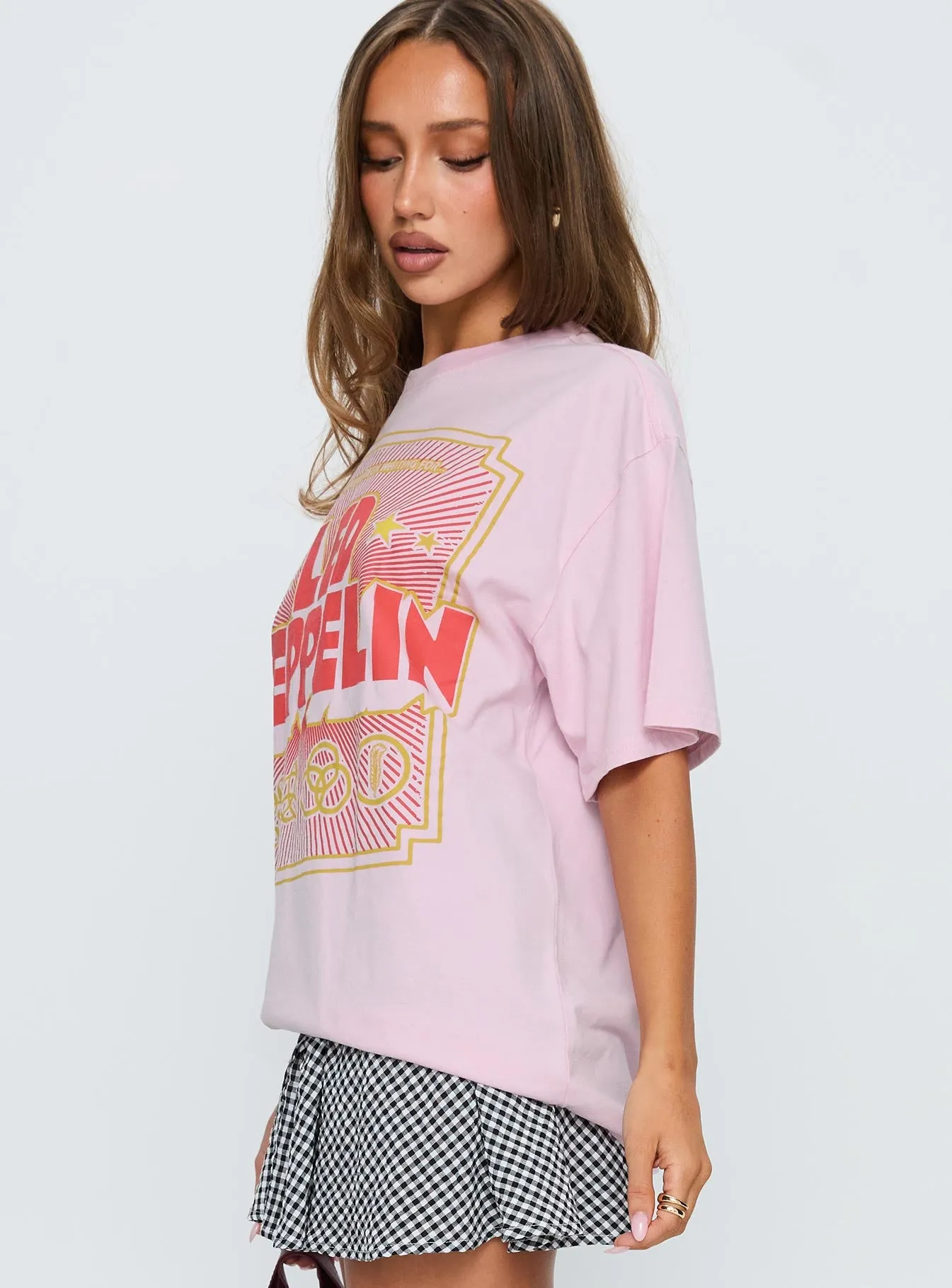 Led Zeppelin Oversized Vintage Graphic Top Pink sold by Princess Polly product image thumbnail 3