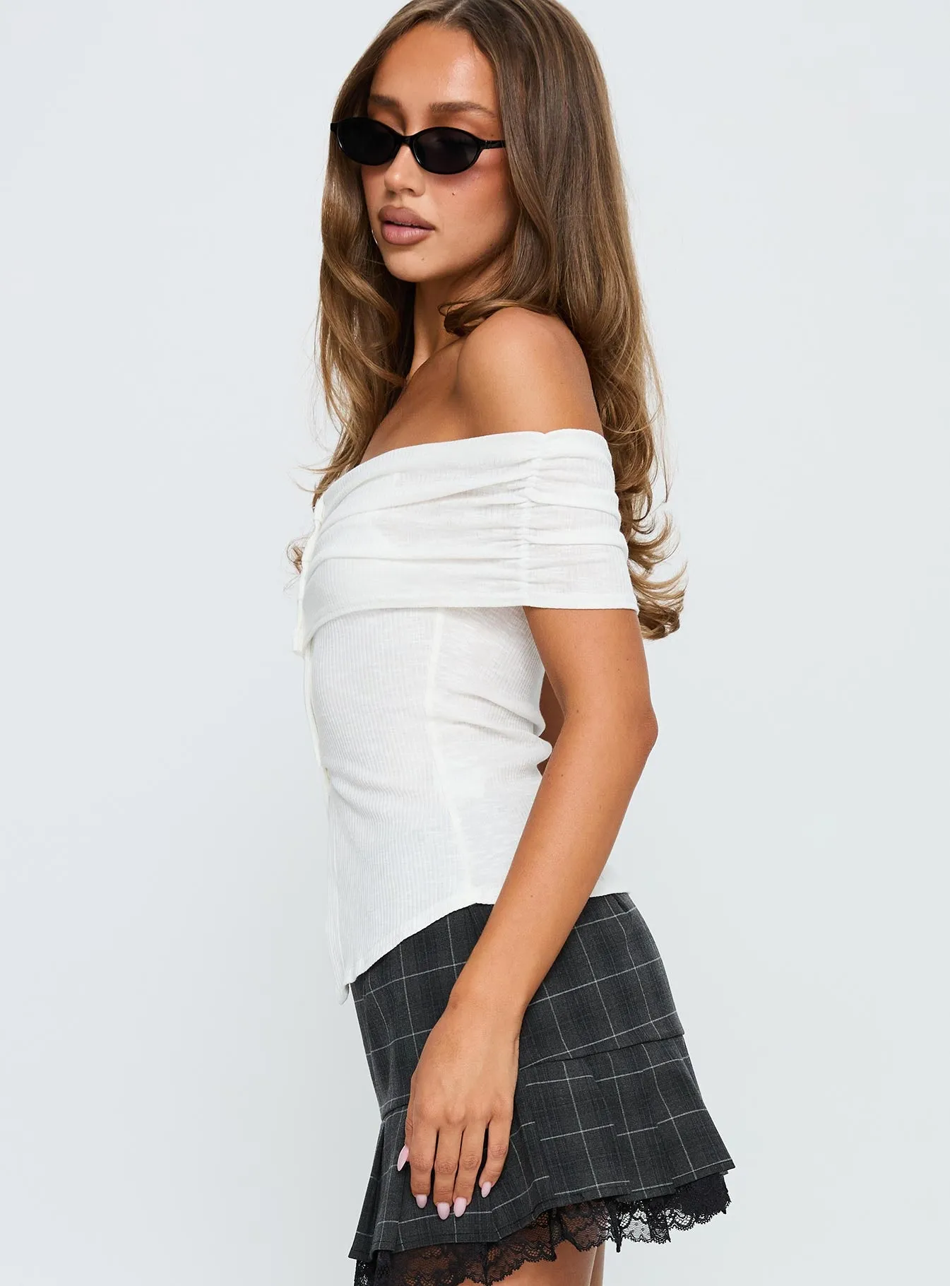 Azusa Off The Shoulder Top White sold by Princess Polly product image thumbnail 4
