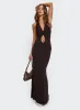 No Hard Feelings Twist Maxi Dress Brown sold by Princess Polly