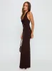 No Hard Feelings Twist Maxi Dress Brown sold by Princess Polly