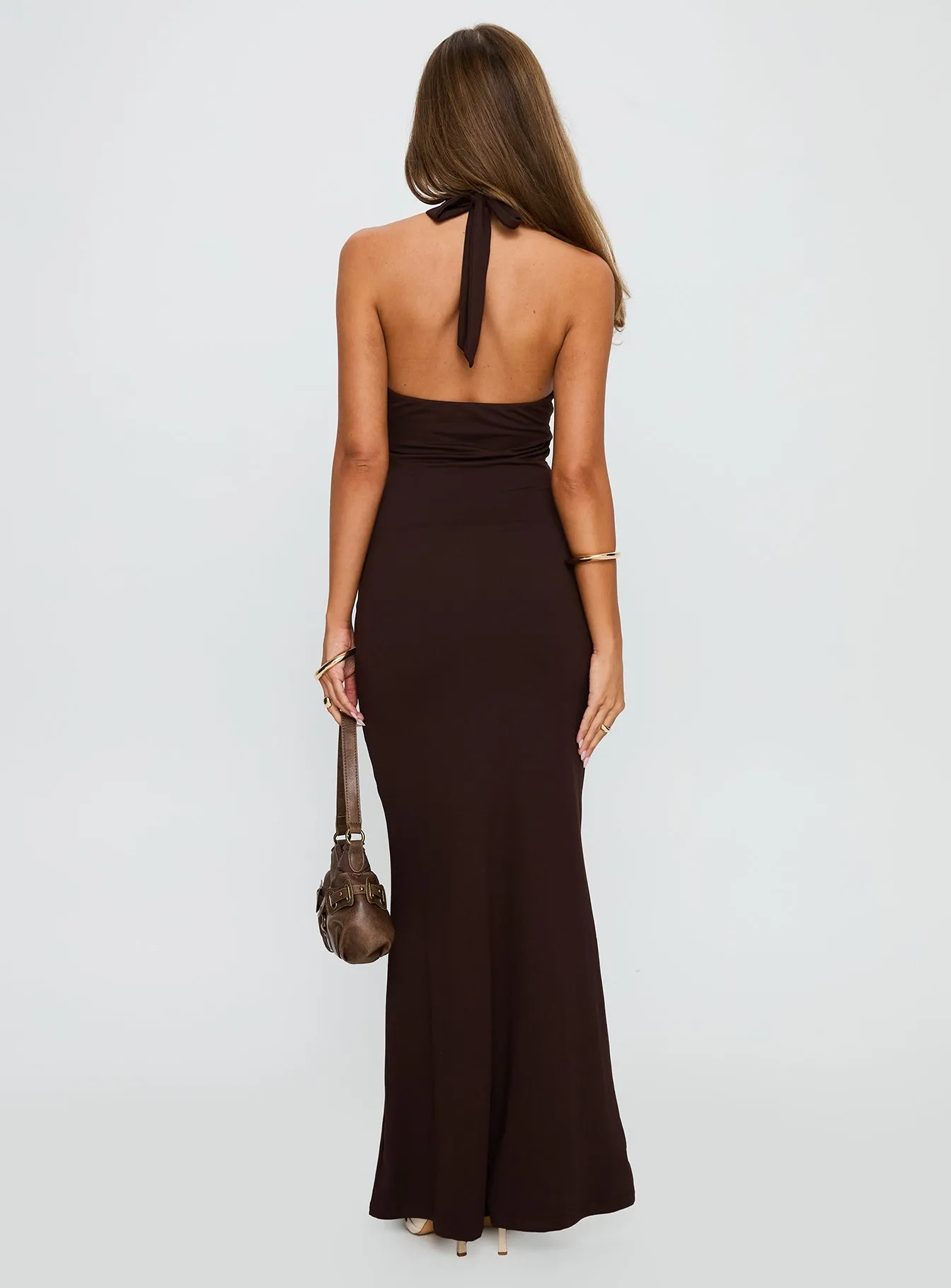 No Hard Feelings Twist Maxi Dress Brown sold by Princess Polly product image thumbnail 5