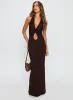 No Hard Feelings Twist Maxi Dress Brown sold by Princess Polly