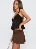 Indulge Yourself Ruched Mini Skirt Chocolate sold by Princess Polly