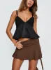Indulge Yourself Ruched Mini Skirt Chocolate sold by Princess Polly