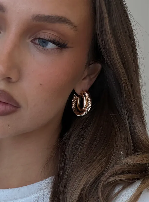 Aster Layered Hoops Gold sold by Princess Polly