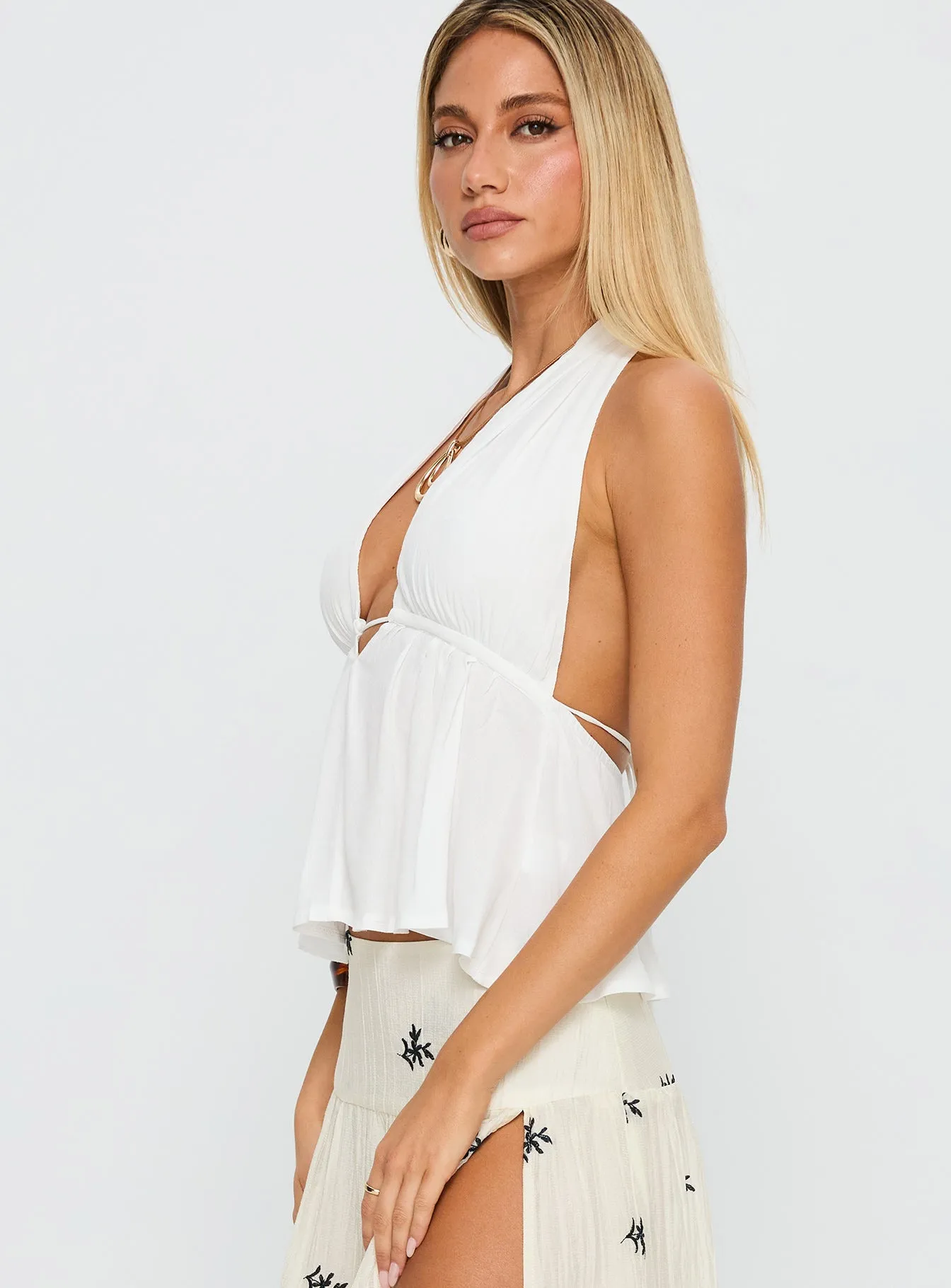 Saddler Halter Top White sold by Princess Polly product image thumbnail 4