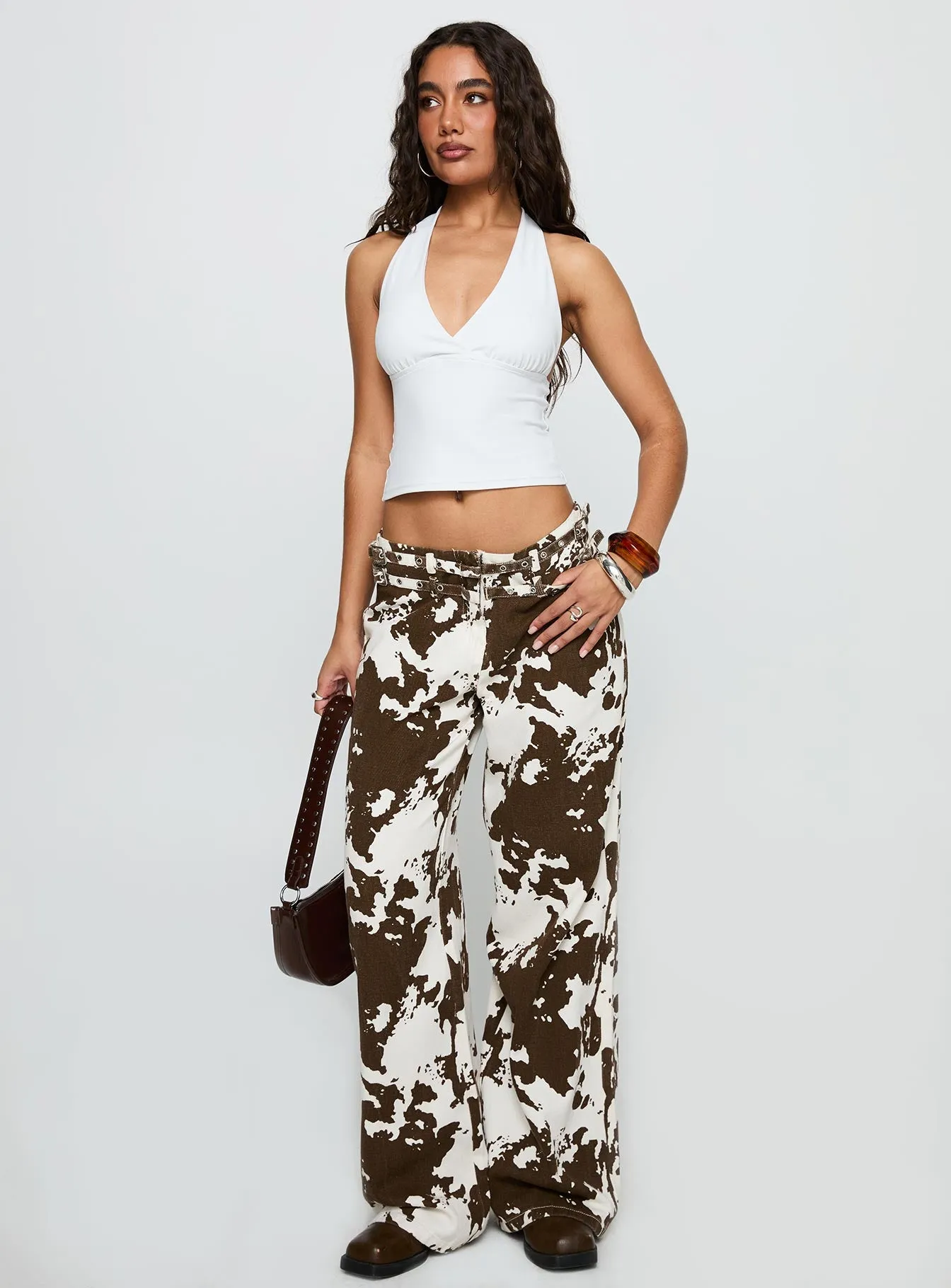 Baccarat Mid Rise Wide Leg Belted Pant Cow Print sold by Princess Polly product image thumbnail 3