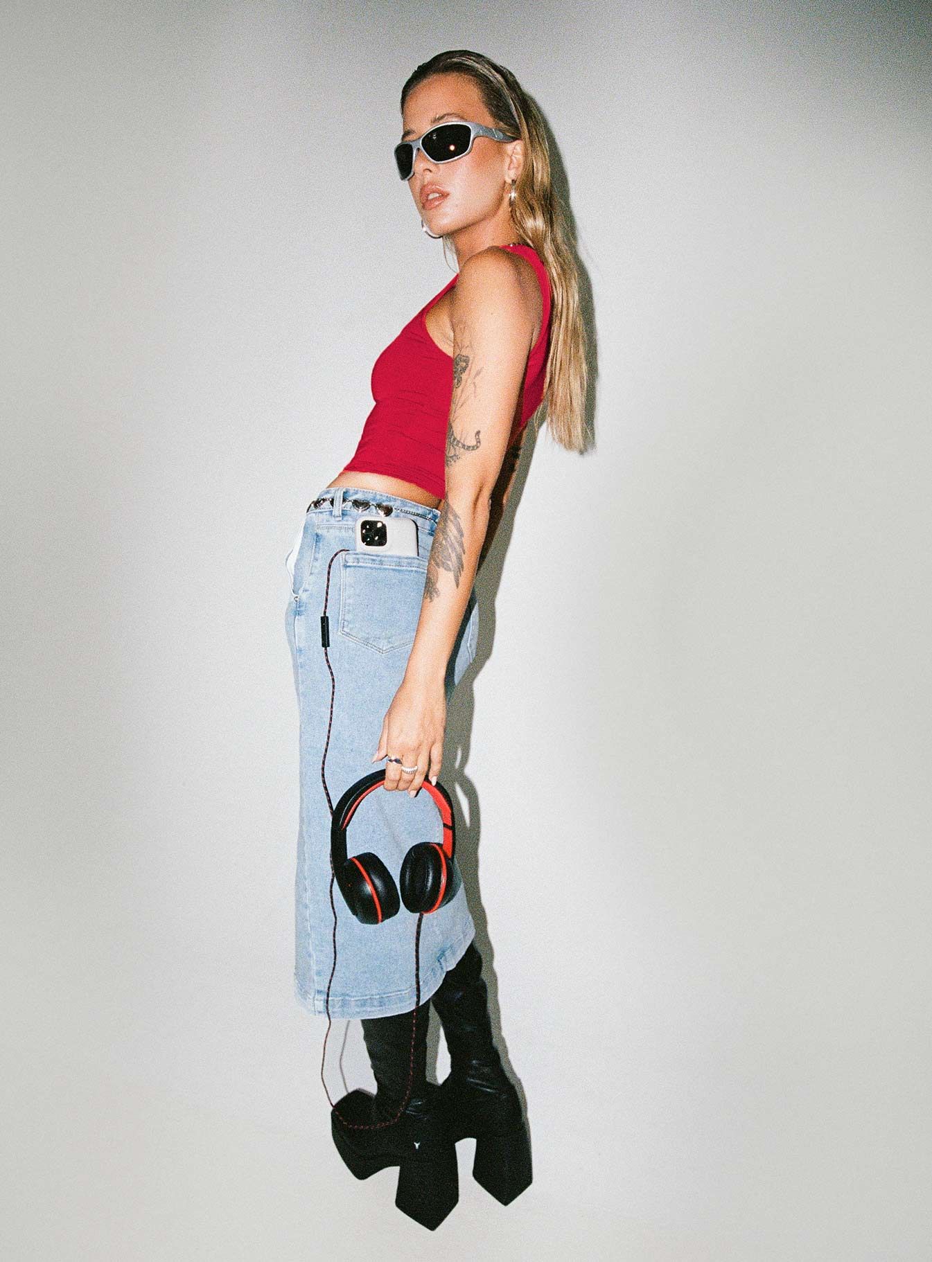 Endgate Midi Skirt Mid Wash Denim sold by Princess Polly product image thumbnail 4