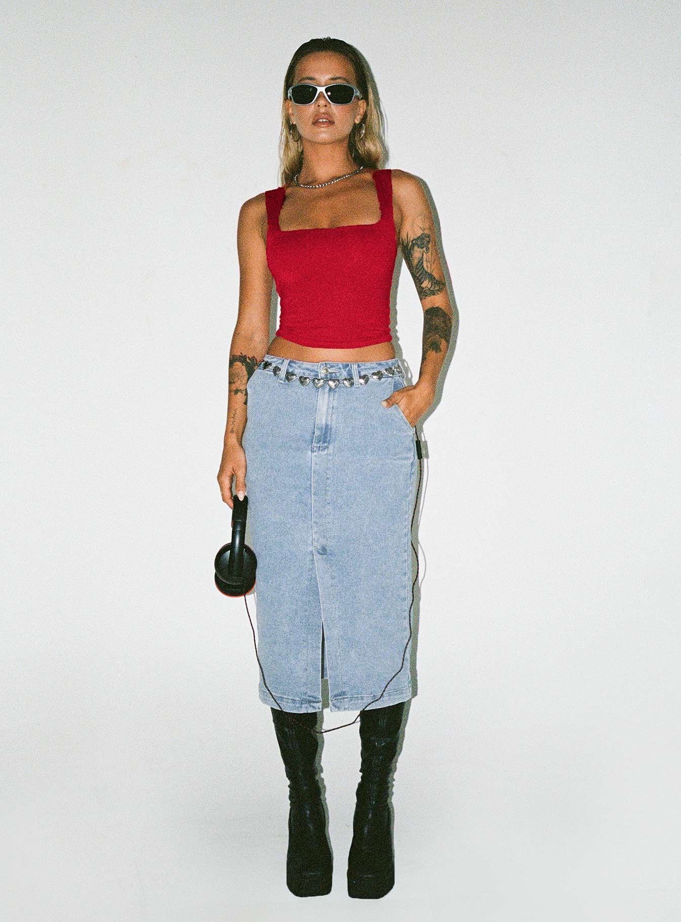 Endgate Midi Skirt Mid Wash Denim sold by Princess Polly product image thumbnail 2