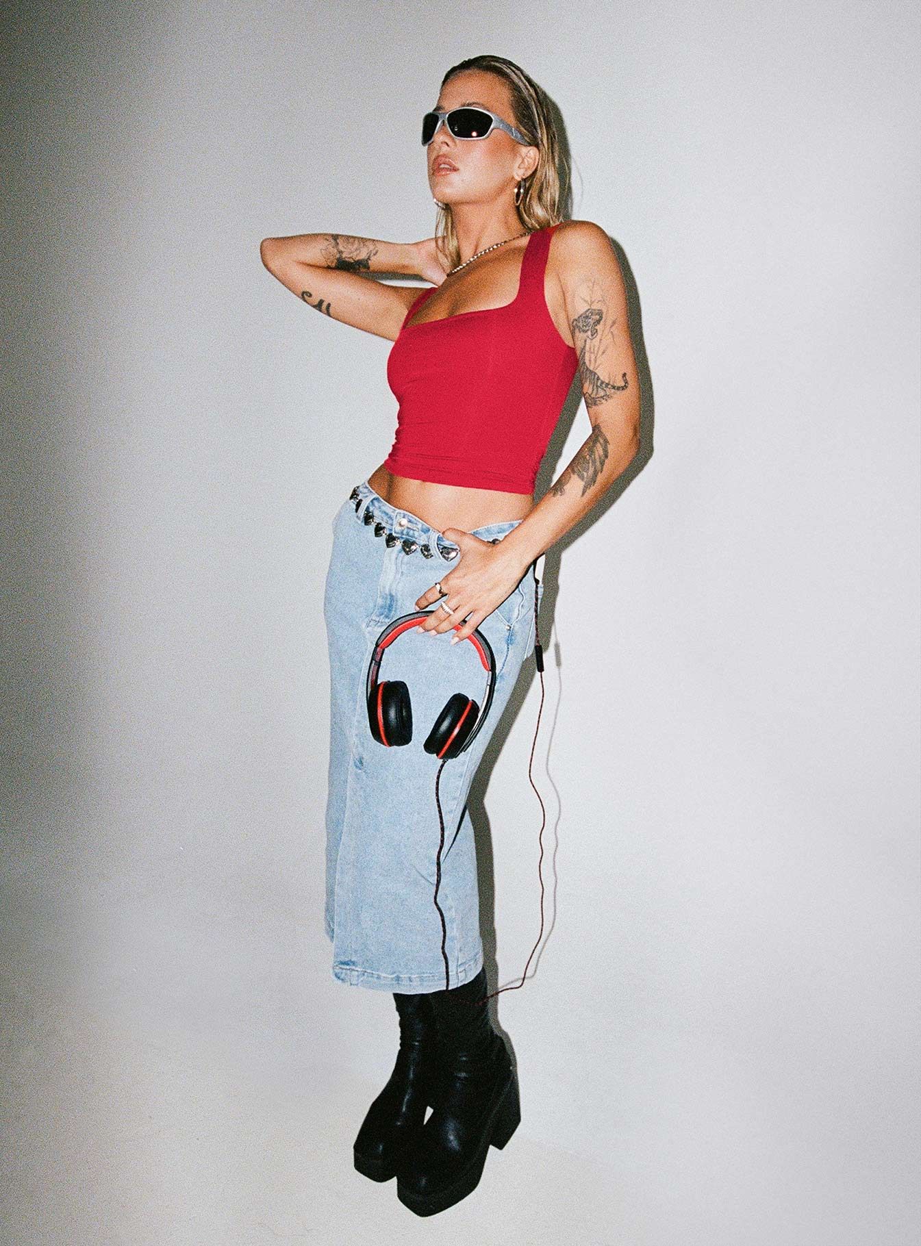 Endgate Midi Skirt Mid Wash Denim sold by Princess Polly product image thumbnail 3