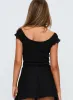 Ahead Of Myself Off Shoulder Bodysuit Black sold by Princess Polly