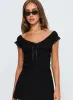 Ahead Of Myself Off Shoulder Bodysuit Black sold by Princess Polly