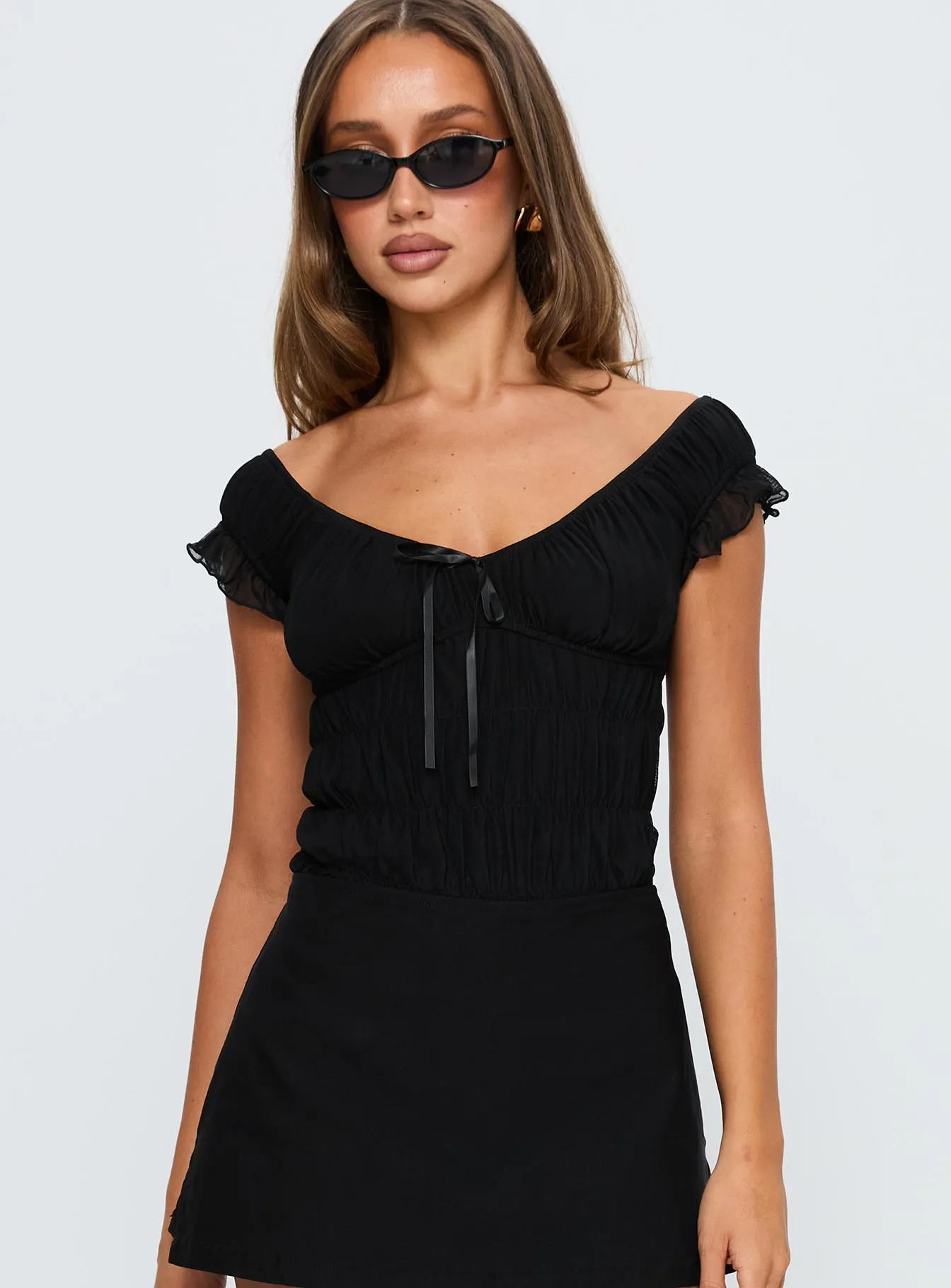Ahead Of Myself Off Shoulder Bodysuit Black sold by Princess Polly product image thumbnail 2