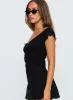 Ahead Of Myself Off Shoulder Bodysuit Black sold by Princess Polly