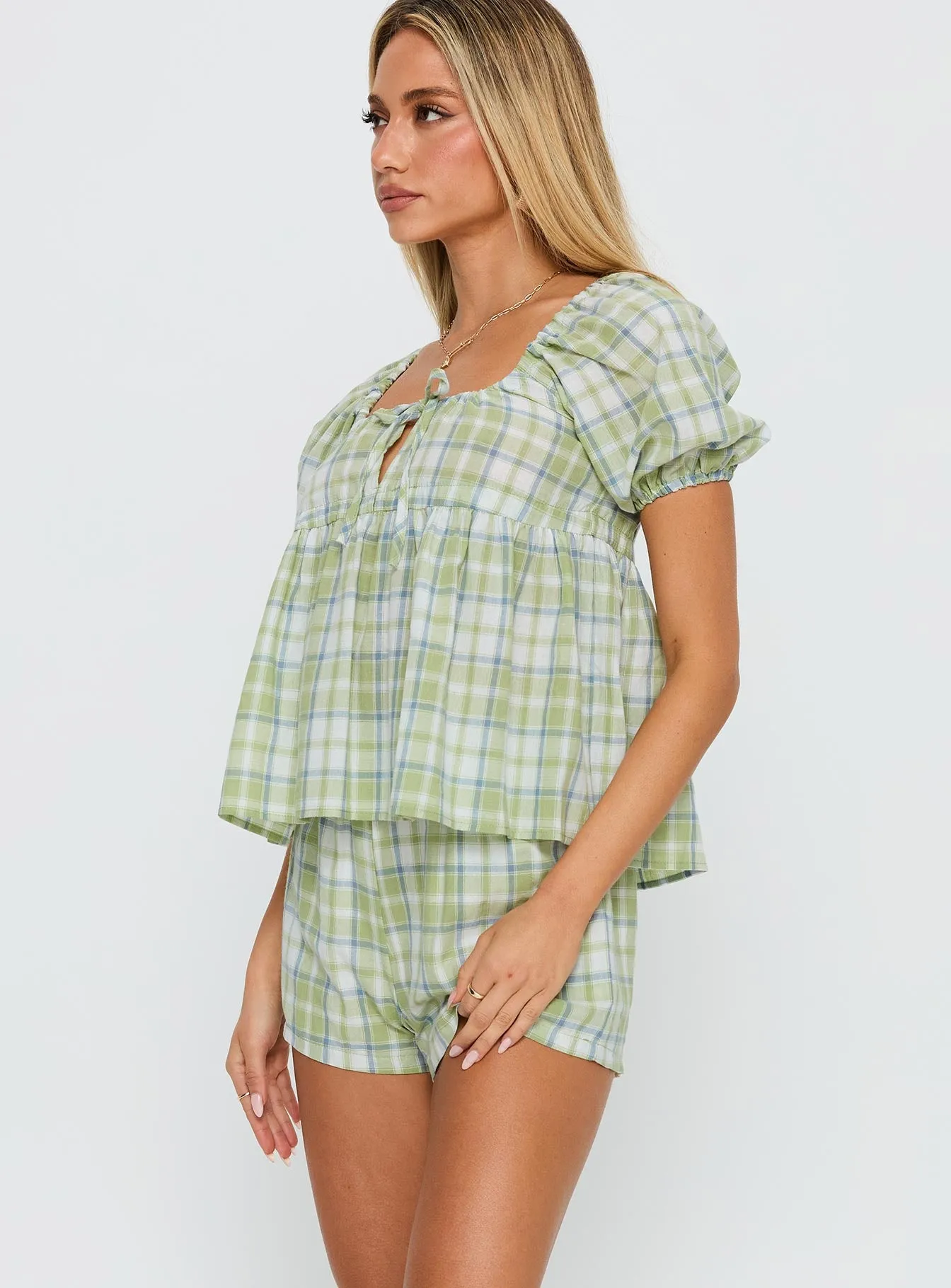 Cerelia Tie Up Set Green Check sold by Princess Polly product image thumbnail 3