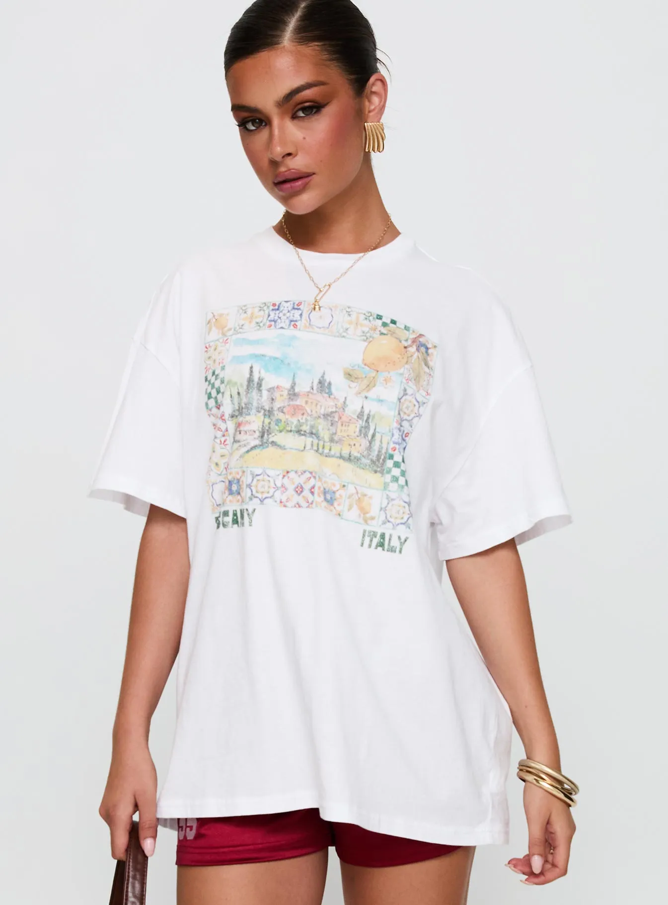 Love From Tuscany Oversized Graphic Top White sold by Princess Polly product image thumbnail 2