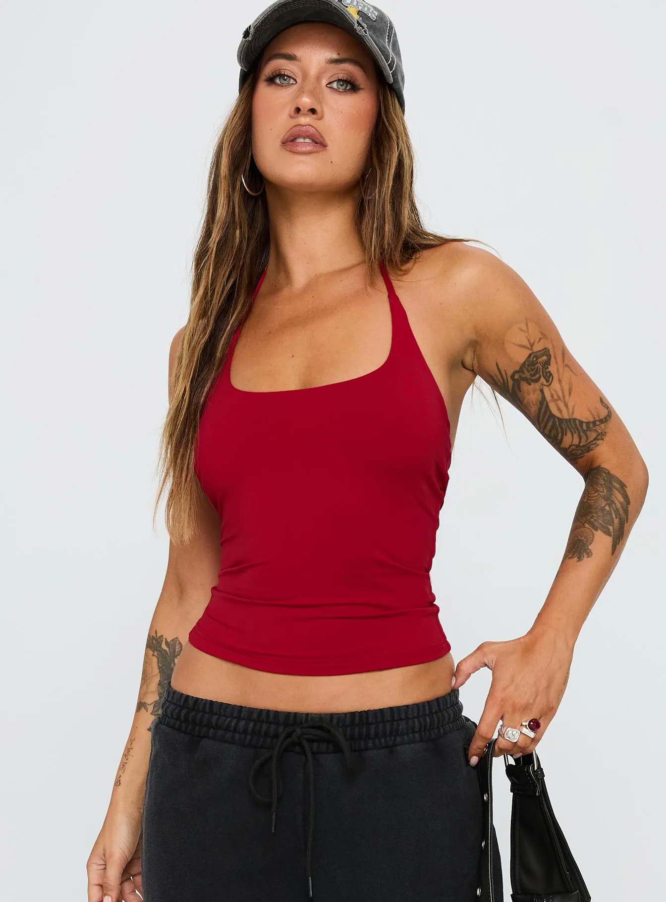 Ezekiel Nylon Top Red sold by Princess Polly