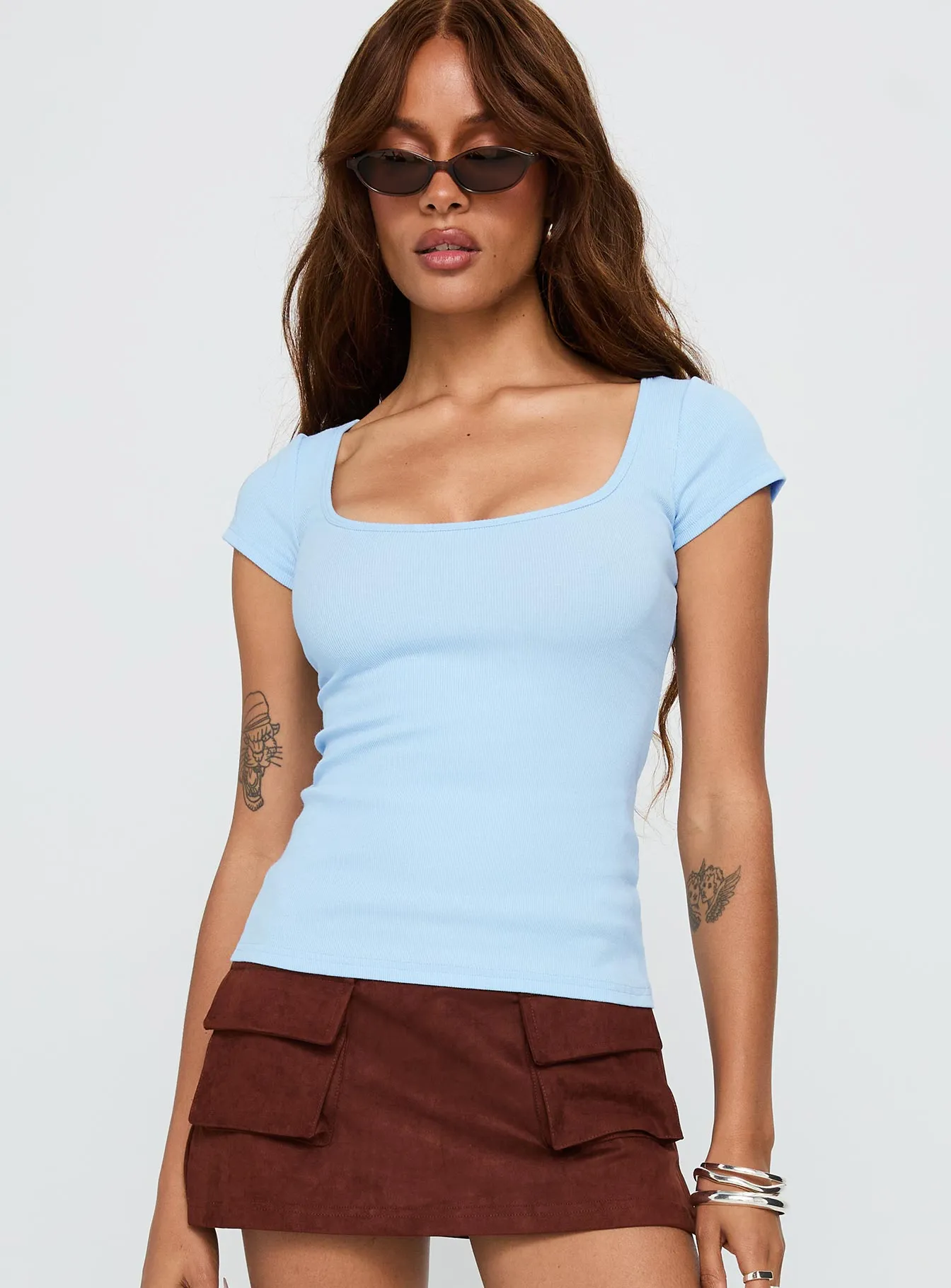 Baseline Scoop Tee Light Blue sold by Princess Polly product image thumbnail 2