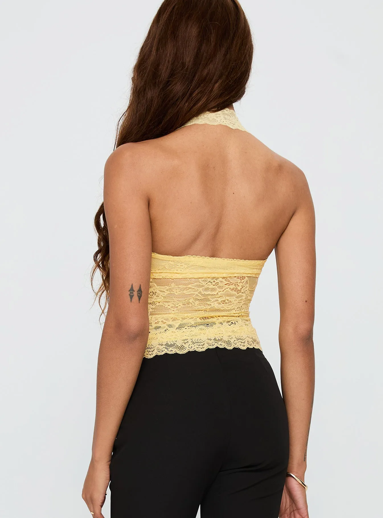 Fantasize Lace Halter Top Yellow sold by Princess Polly product image thumbnail 5