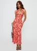Casablanca Maxi Skirt Red Floral sold by Princess Polly