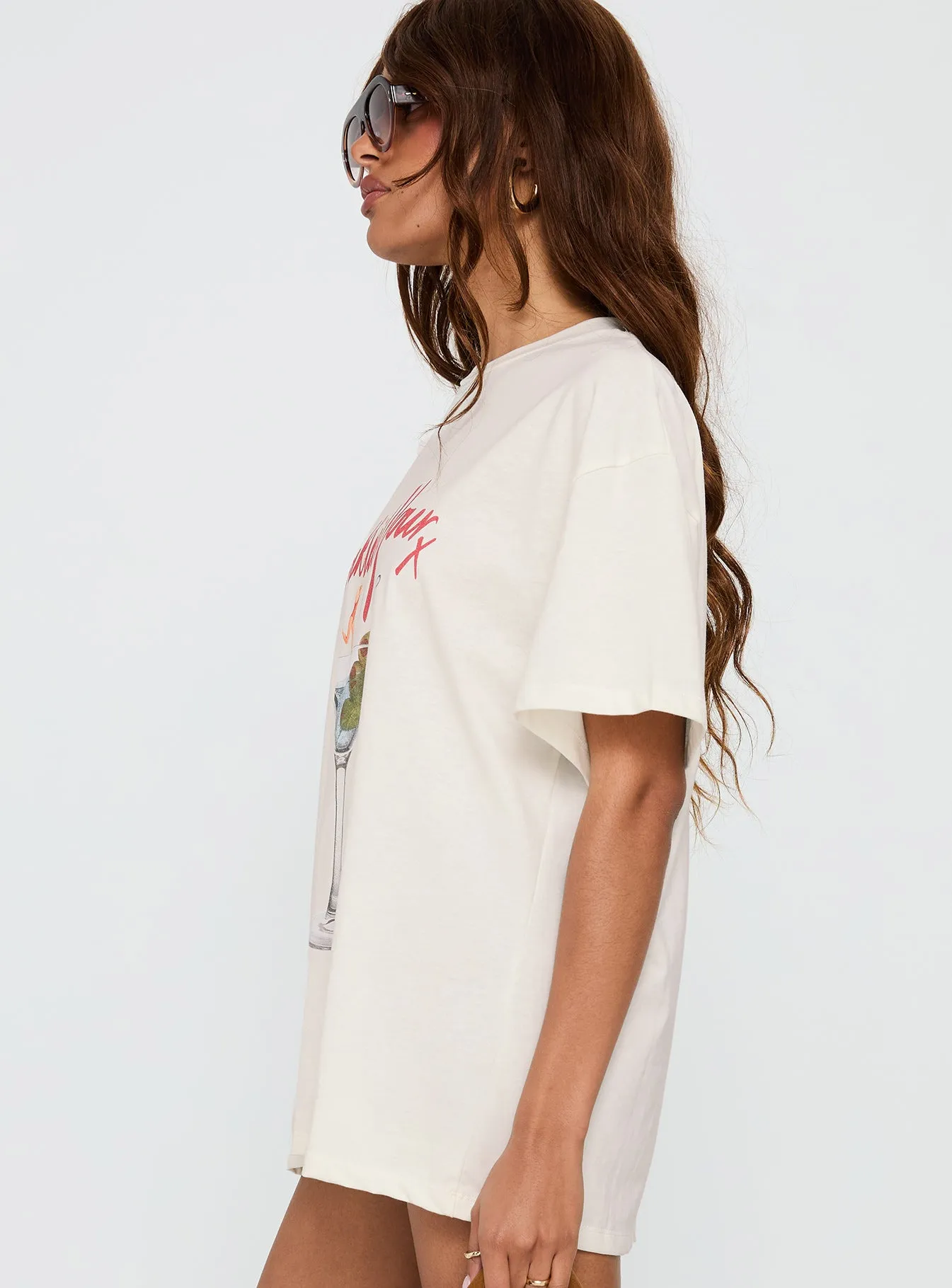 Unwind In Peace Oversized Tee White sold by Princess Polly product image thumbnail 4