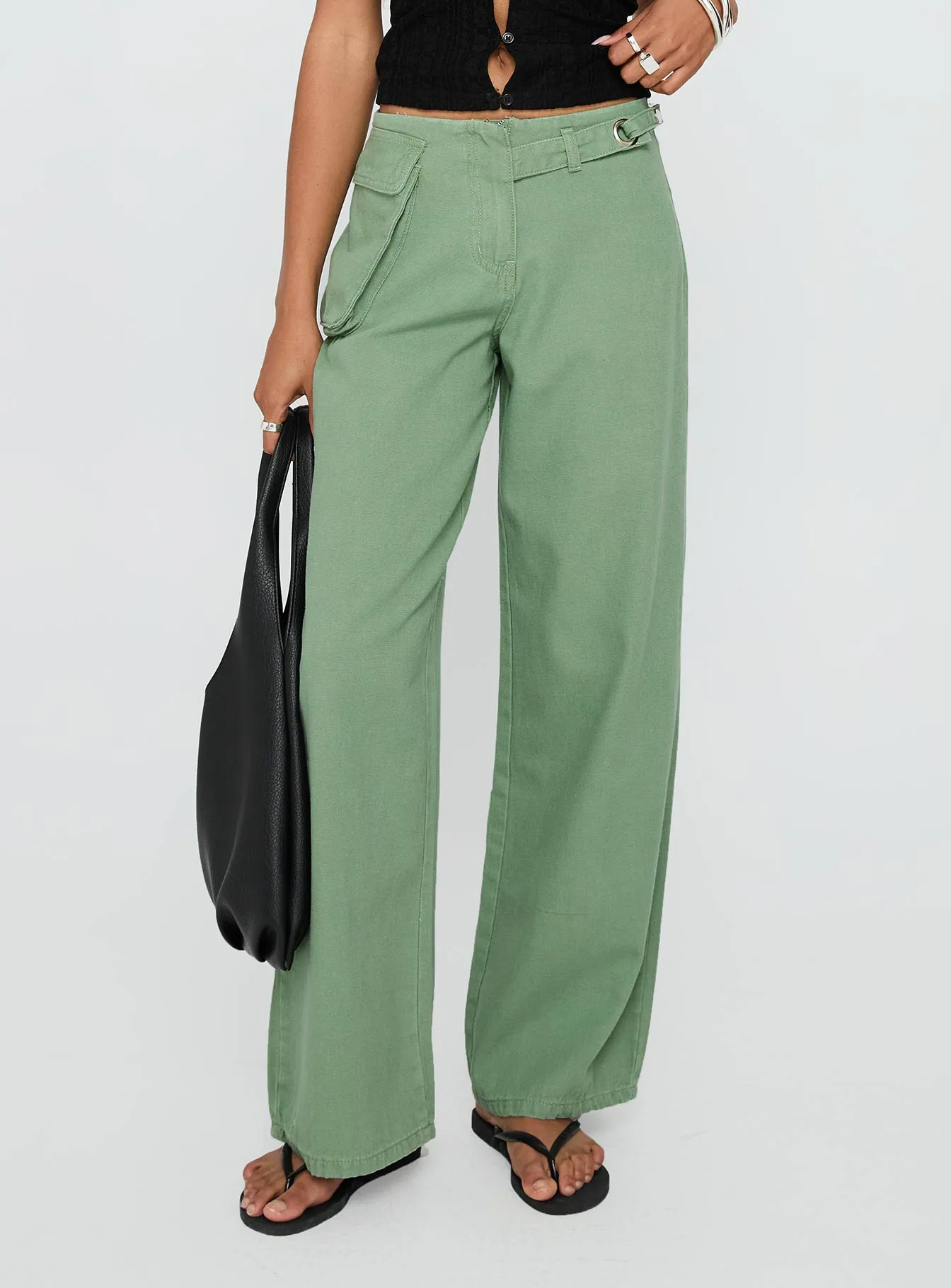 Mercadi Mid Rise Straight Leg Cargo Jeans Green sold by Princess Polly