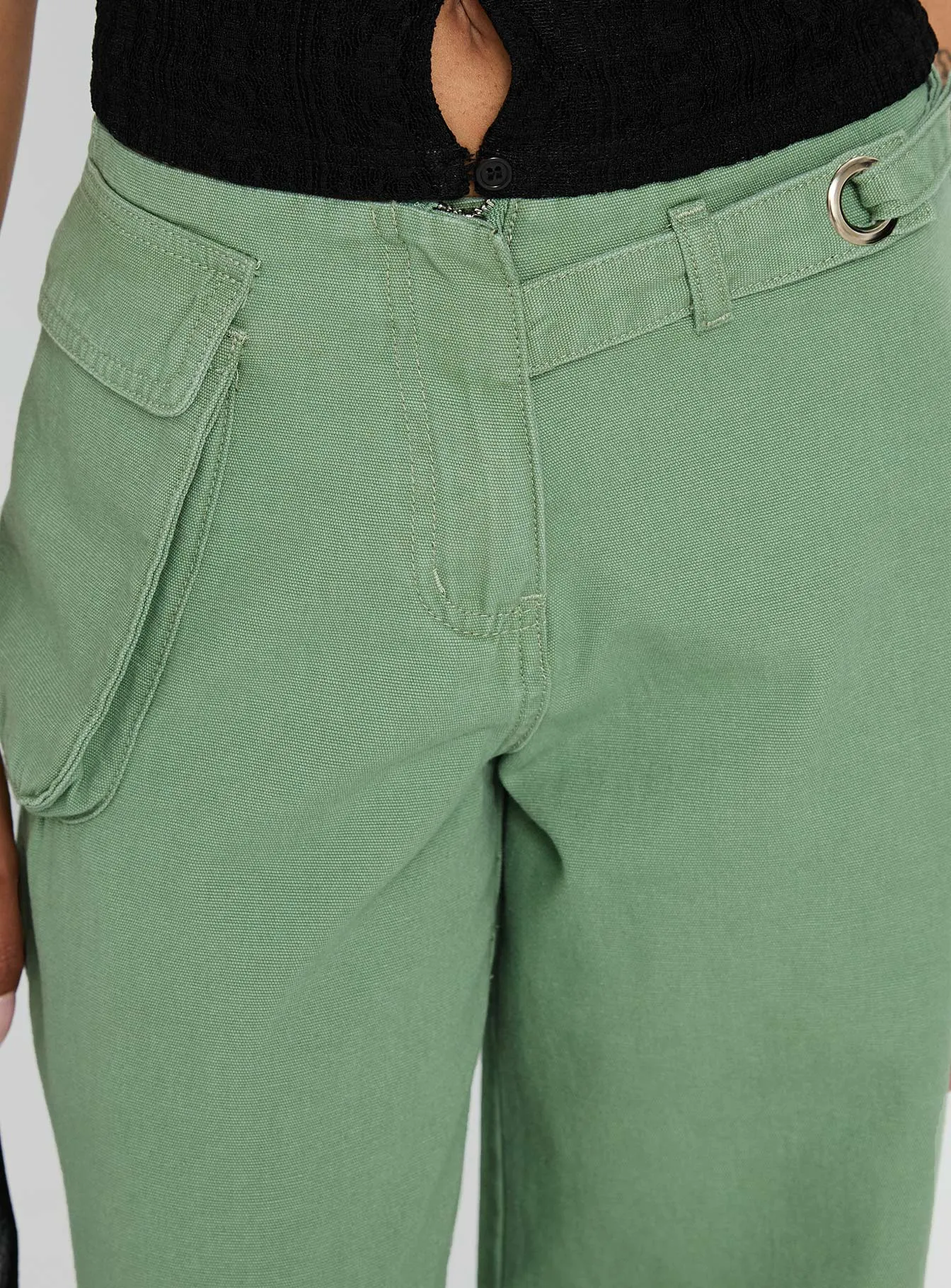 Mercadi Mid Rise Straight Leg Cargo Jeans Green sold by Princess Polly product image thumbnail 5